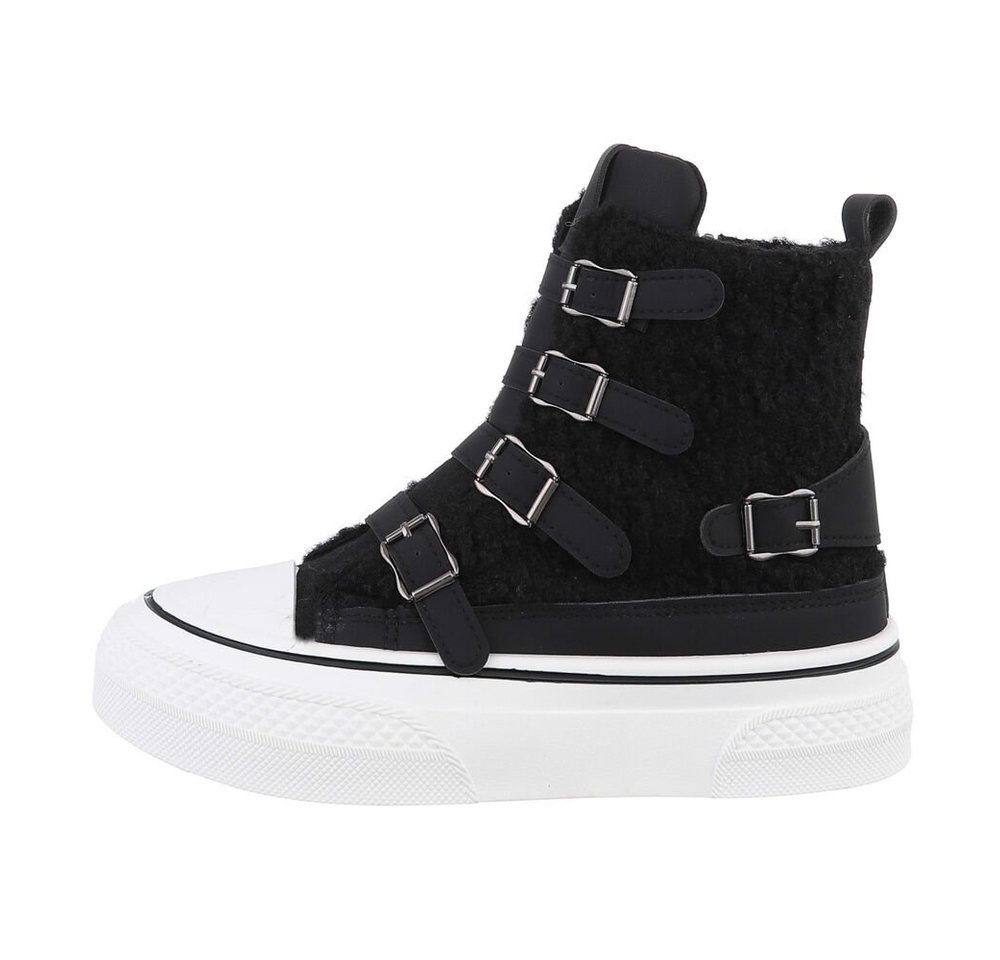 Ital-Design Damen High-Top Freizeit Sneakerboots (85255527) Flach Sneakers High in Schwarz