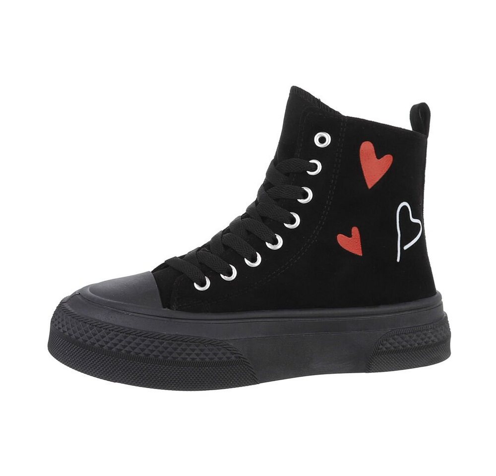 Ital-Design Damen High-Top Freizeit Sneakerboots (85493091) Keilabsatz/Wedge Sneakers High in Schwarz