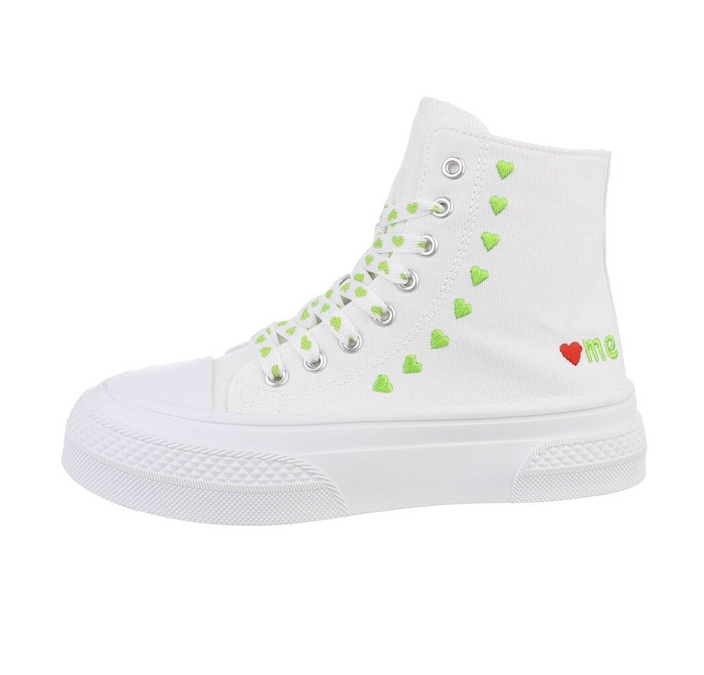 Ital-Design Damen High-Top Freizeit Sneakerboots (85697899) Flach Sneakers High in Weiß