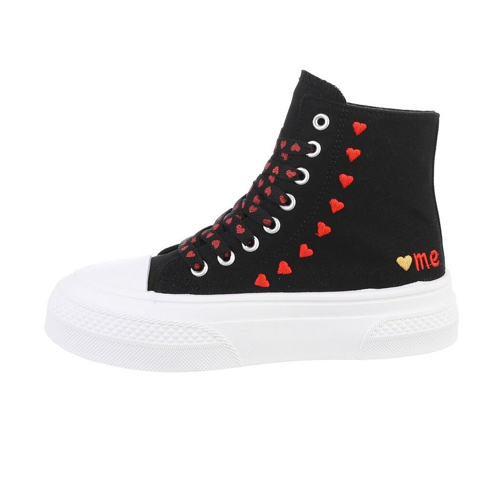Ital-Design Damen High-Top Freizeit Sneakerboots (85697917) Flach Sneakers High in Schwarz