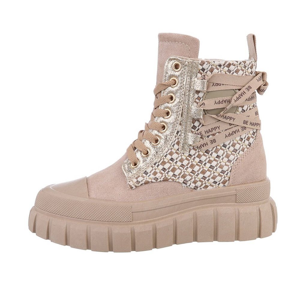 Ital-Design Damen High-Top Freizeit Sneakerboots (85757923) Keilabsatz/Wedge Sneakers High in Hellbraun