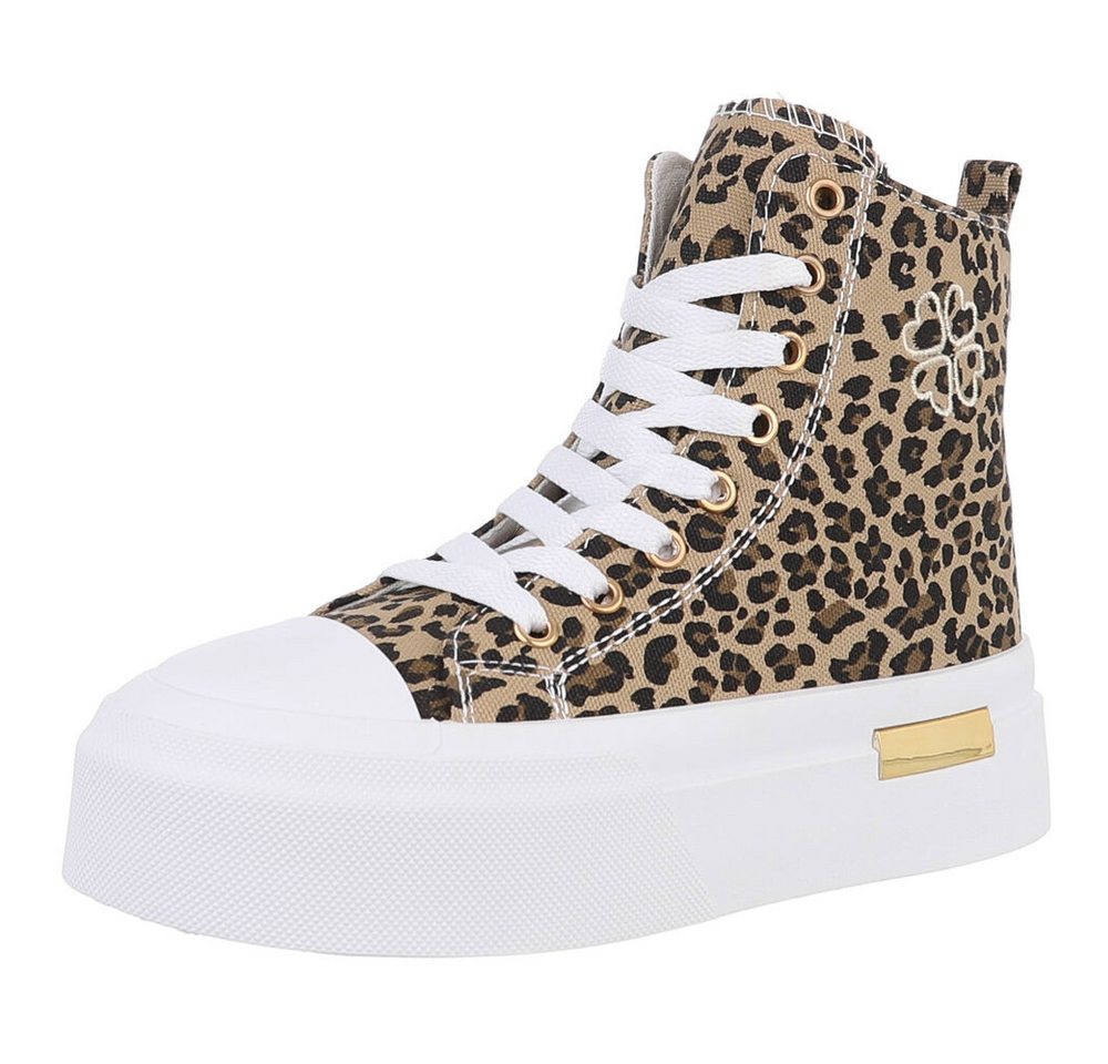 Ital-Design Damen High-Top Freizeit Sneakerboots (88671548) Keilabsatz/Wedge Sneakers High in Beige