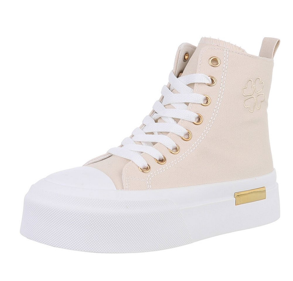 Ital-Design Damen High-Top Freizeit Sneakerboots (88671565) Keilabsatz/Wedge Sneakers High in Beige