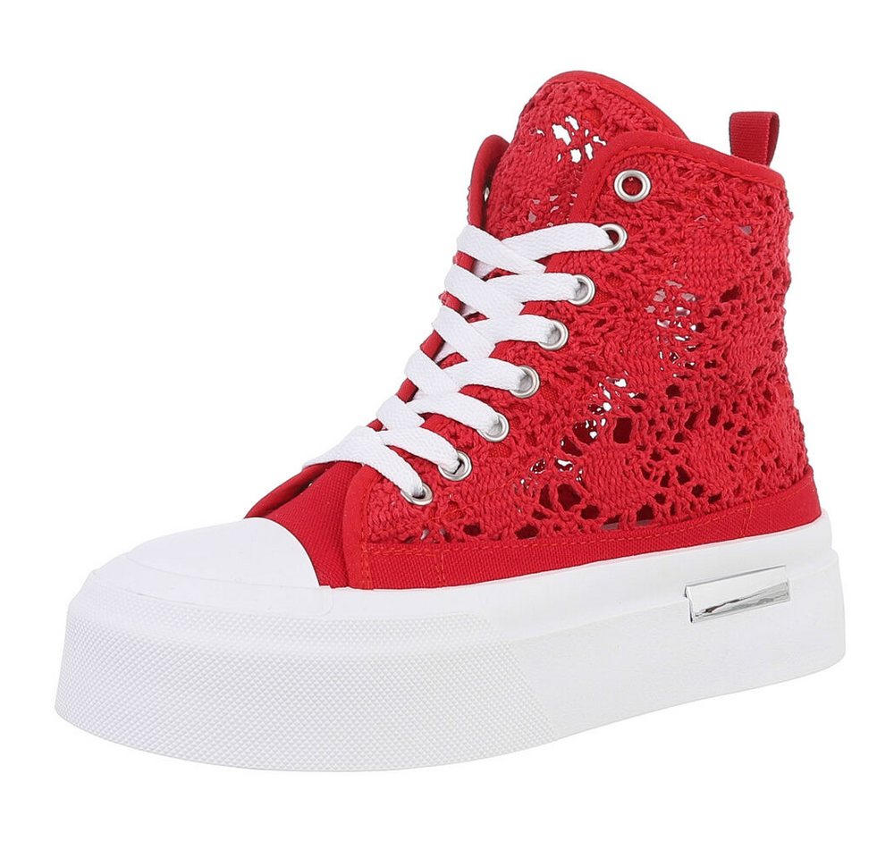 Ital-Design Damen High-Top Freizeit Sneakerboots (88828285) Flach Sneakers High in Rot