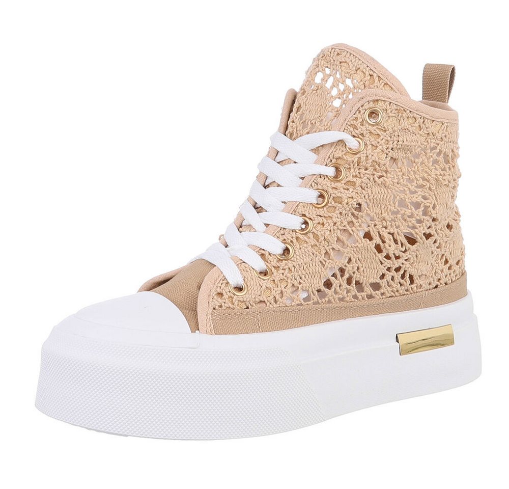 Ital-Design Damen High-Top Freizeit Sneakerboots (88828290) Flach Sneakers High in Hellbraun