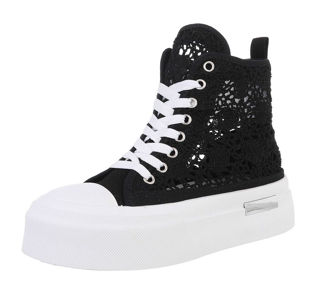 Ital-Design Damen High-Top Freizeit Sneakerboots (88828302) Flach Sneakers High in Schwarz