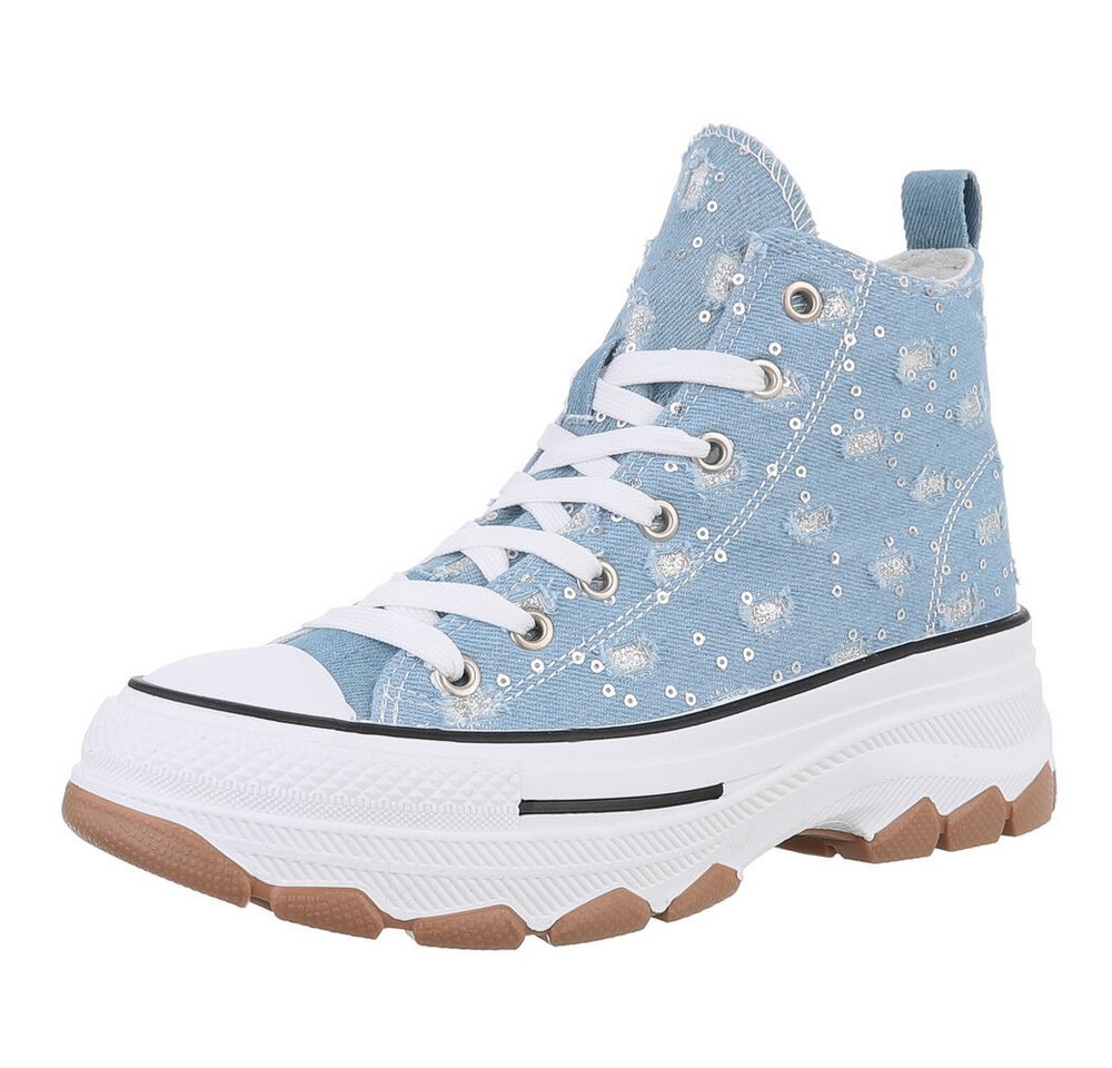 Ital-Design Damen High-Top Freizeit Sneakerboots (89246700) Flach Sneakers High in Hellblau