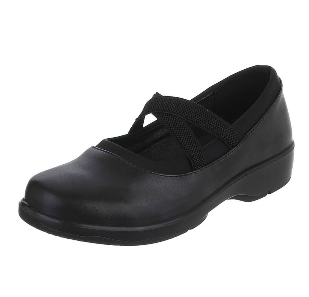 Ital-Design Damen Komfort-Halbschuh mit Riemen, Schlupfdesign Pumps (91783522) Blockabsatz Klassische Ballerinas in Schwarz