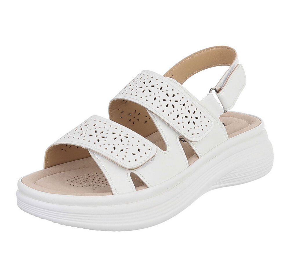 Ital-Design Damen Komfortsandale mit Klettverschluss und Profilsohle Plateausandaletten (91849399) Keilabsatz/Wedge Keilsandaletten in Weiß