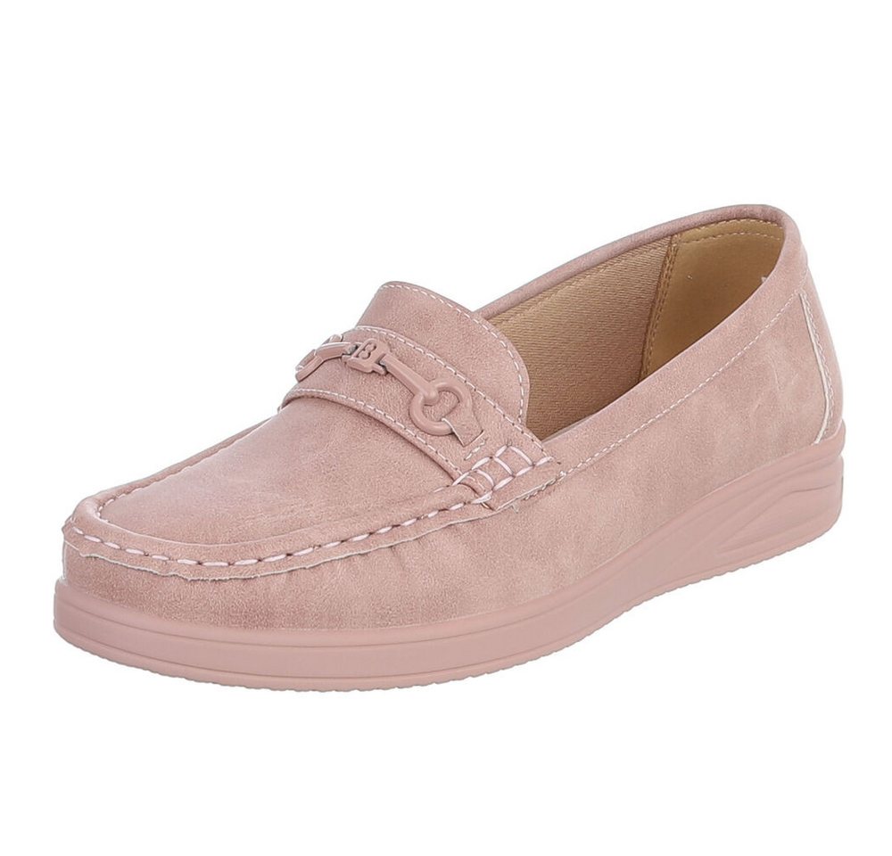 Ital-Design Damen Loafer Mokassin Slip-On mit Zierdetail Slipper (91849550) Flach Mokassins in Altrosa