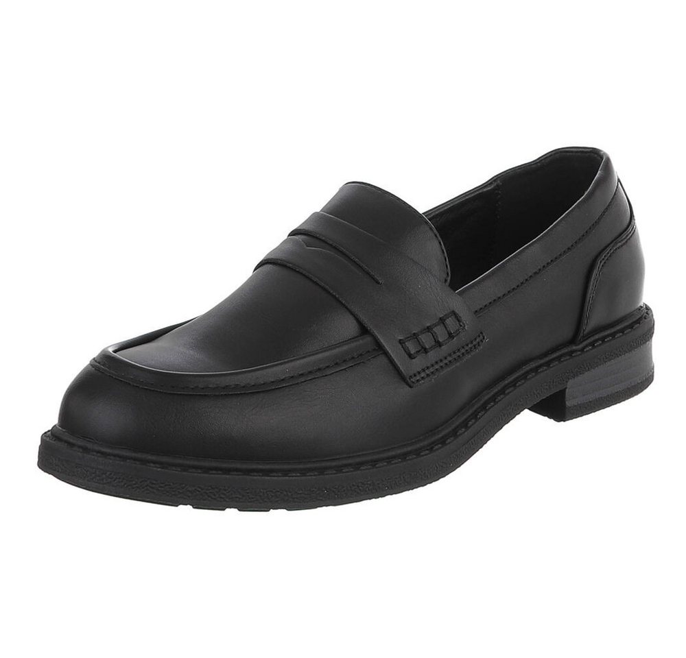 Ital-Design Damen Loafer Pennyloafer mit Blockabsatz Slipper (91742629) Blockabsatz Mokassins in Schwarz