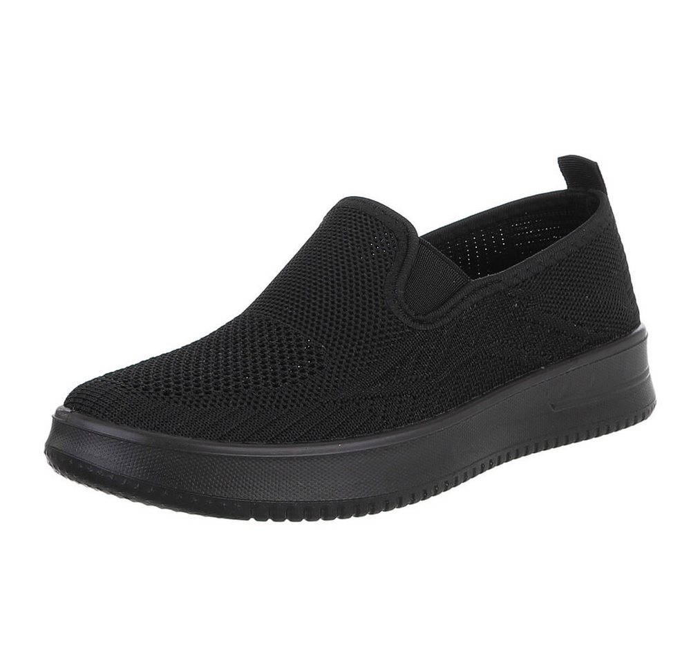 Ital-Design Damen Low-Top Freizeit Slipper (88843578) Flach Sneakers Low in Schwarz