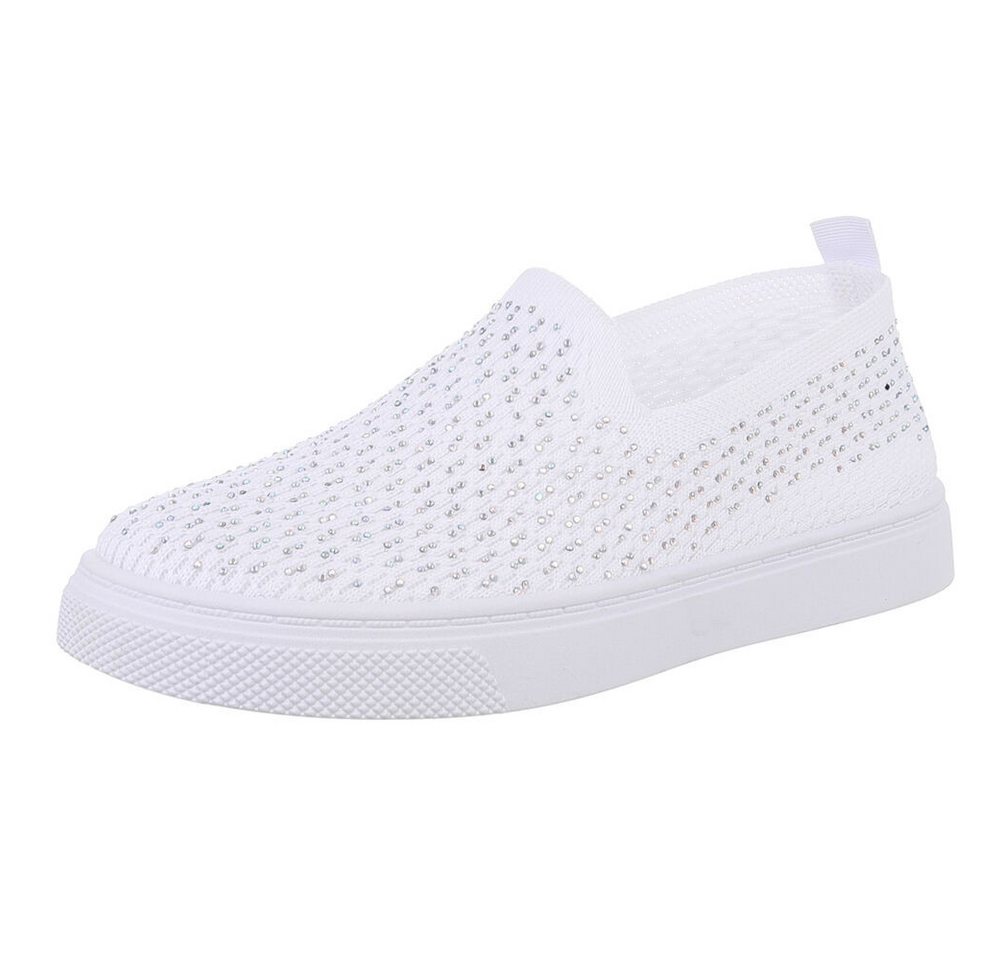 Ital-Design Damen Low-Top Freizeit Slipper (88843582) Flach Sneakers Low in Weiß