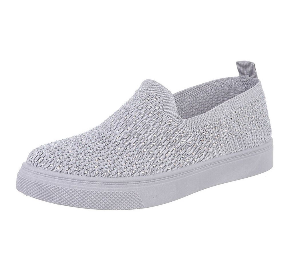 Ital-Design Damen Low-Top Freizeit Slipper (88843600) Flach Sneakers Low in Hellgrau