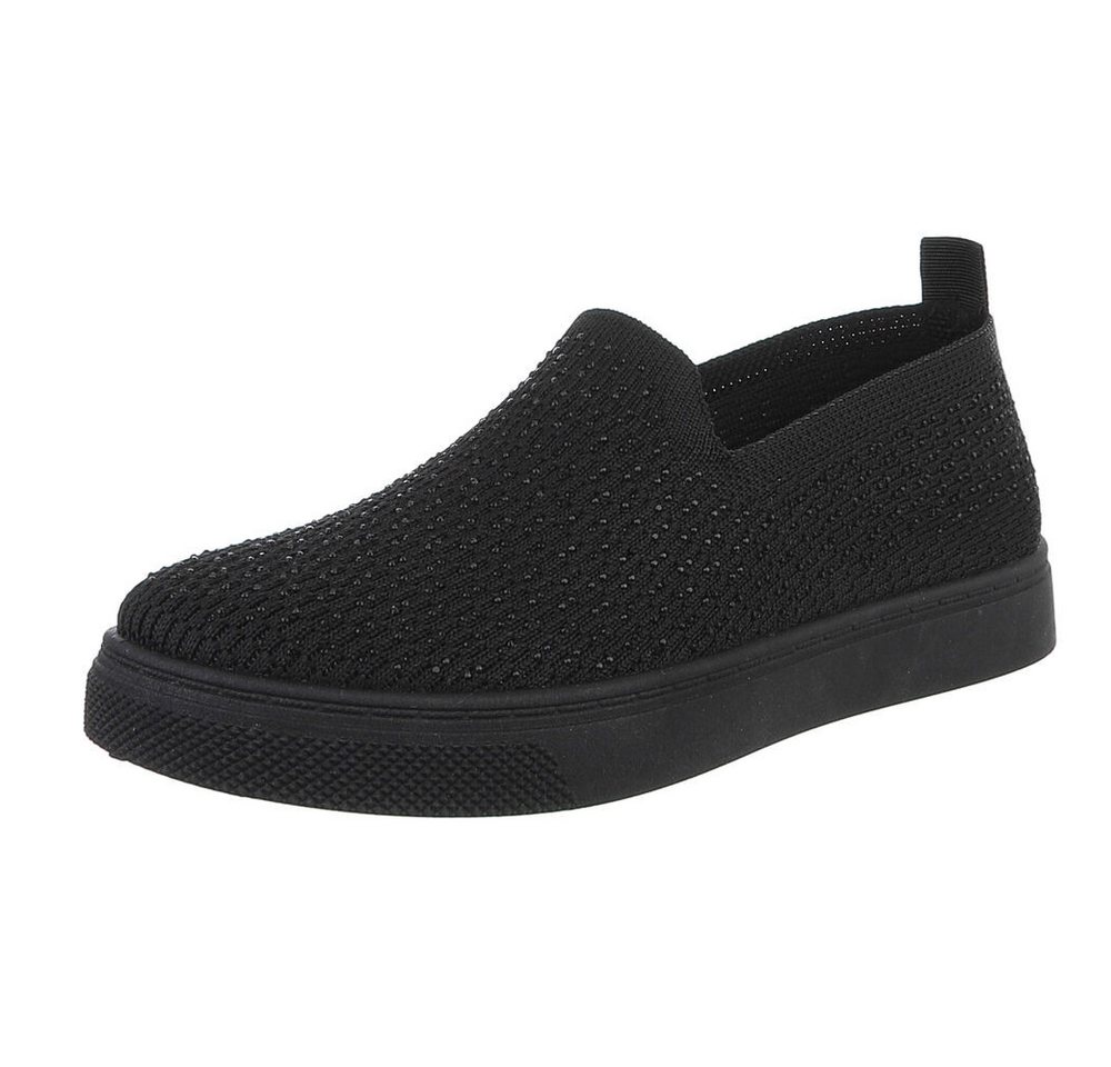 Ital-Design Damen Low-Top Freizeit Slipper (88843615) Flach Sneakers Low in Schwarz