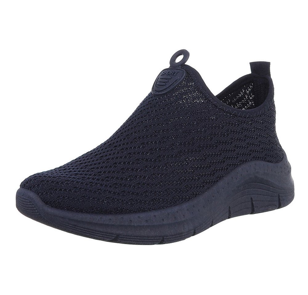 Ital-Design Damen Low-Top Freizeit Slipper (88851280) Keilabsatz/Wedge Sneakers Low in Dunkelblau
