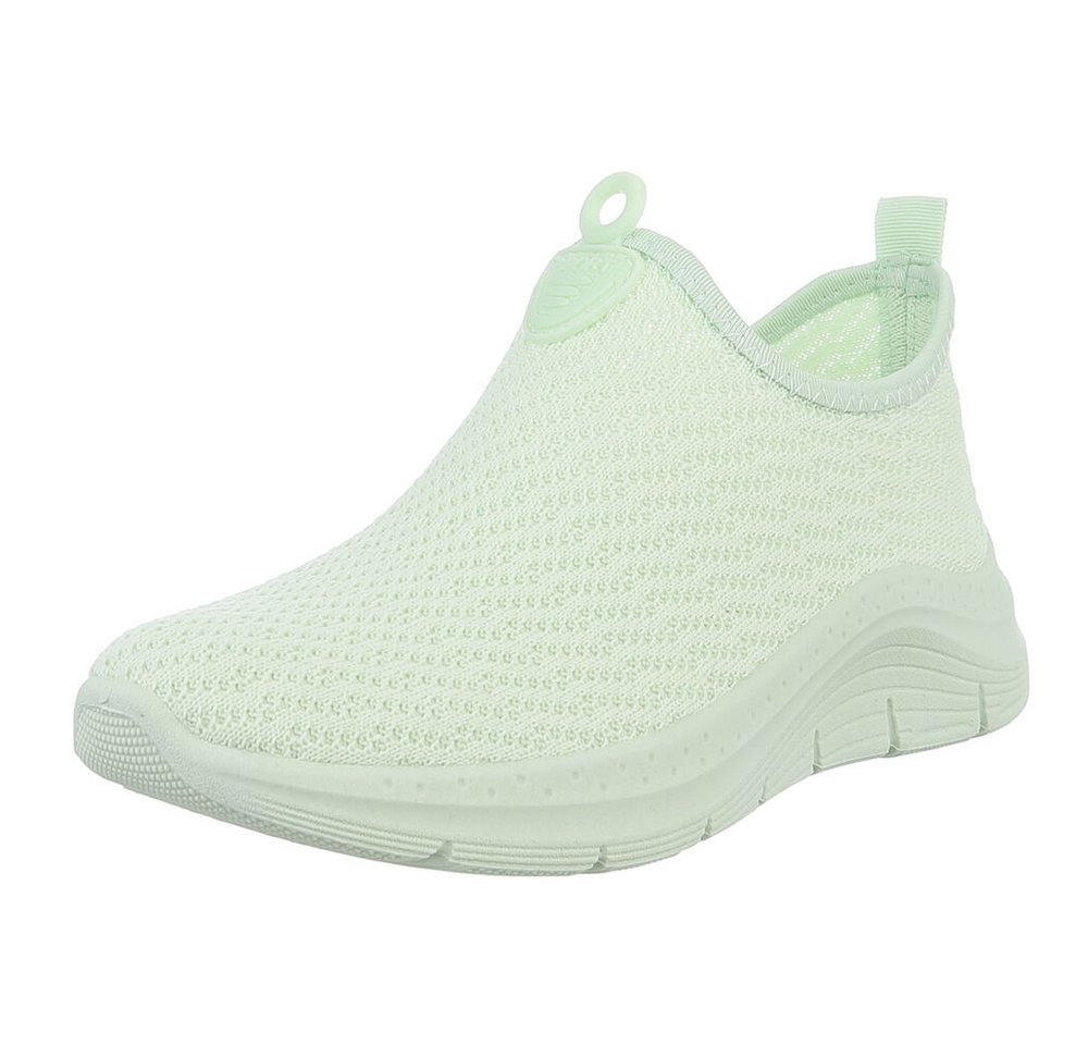 Ital-Design Damen Low-Top Freizeit Slipper (88851292) Keilabsatz/Wedge Sneakers Low in Hellgrün