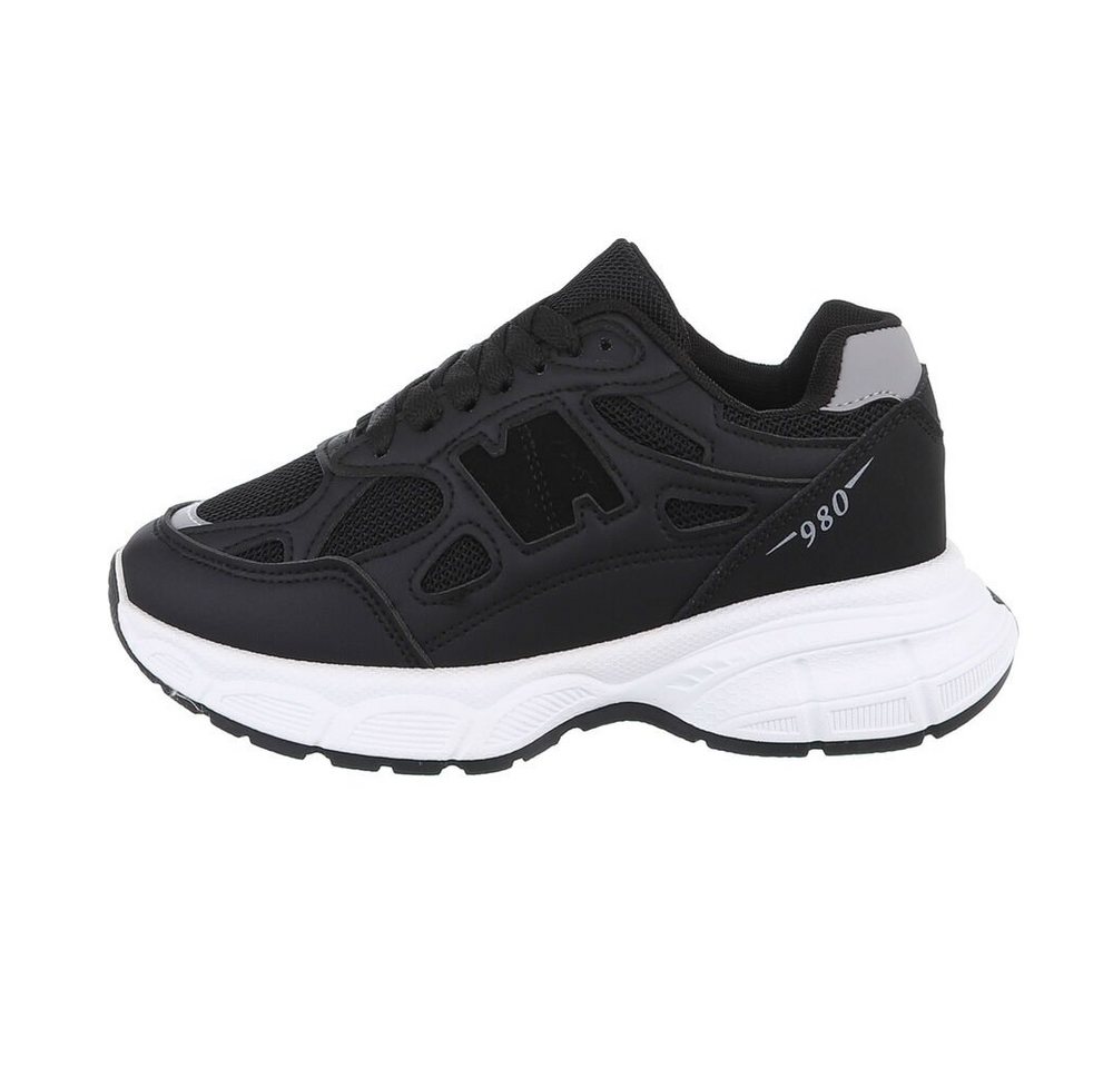 Ital-Design Damen Low-Top Freizeit Sneaker (84556899) Flach Sneakers Low in Schwarz