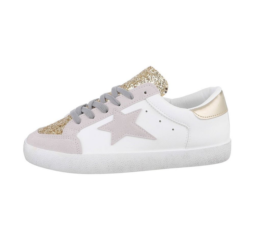 Ital-Design Damen Low-Top Freizeit Sneaker (85255651) Flach Sneakers Low in Gold