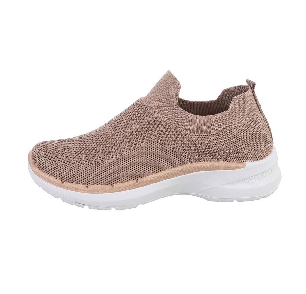 Ital-Design Damen Low-Top Freizeit Sneaker (85379419) Flach Sneakers Low in Hellbraun