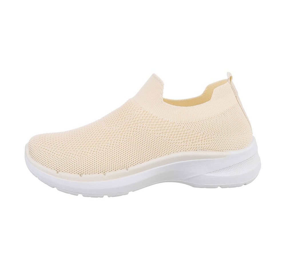 Ital-Design Damen Low-Top Freizeit Sneaker (85379439) Flach Sneakers Low in Beige