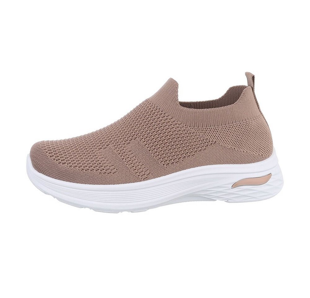Ital-Design Damen Low-Top Freizeit Sneaker (85698331) Flach Sneakers Low in Hellbraun