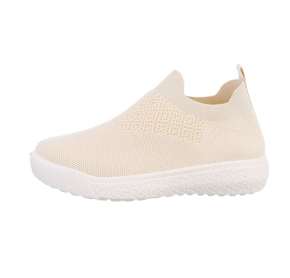 Ital-Design Damen Low-Top Freizeit Sneaker (85698393) Flach Sneakers Low in Beige