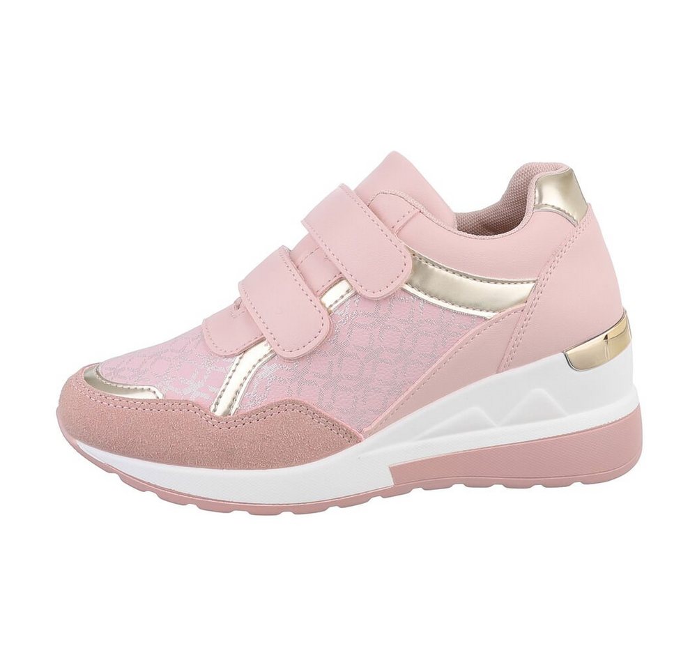 Ital-Design Damen Low-Top Freizeit Sneaker (85698445) Keilabsatz/Wedge Sneakers Low in Rosa