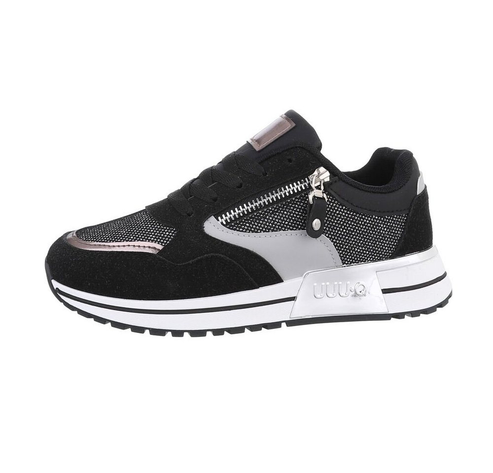 Ital-Design Damen Low-Top Freizeit Sneaker (85878173) Flach Sneakers Low in Schwarz