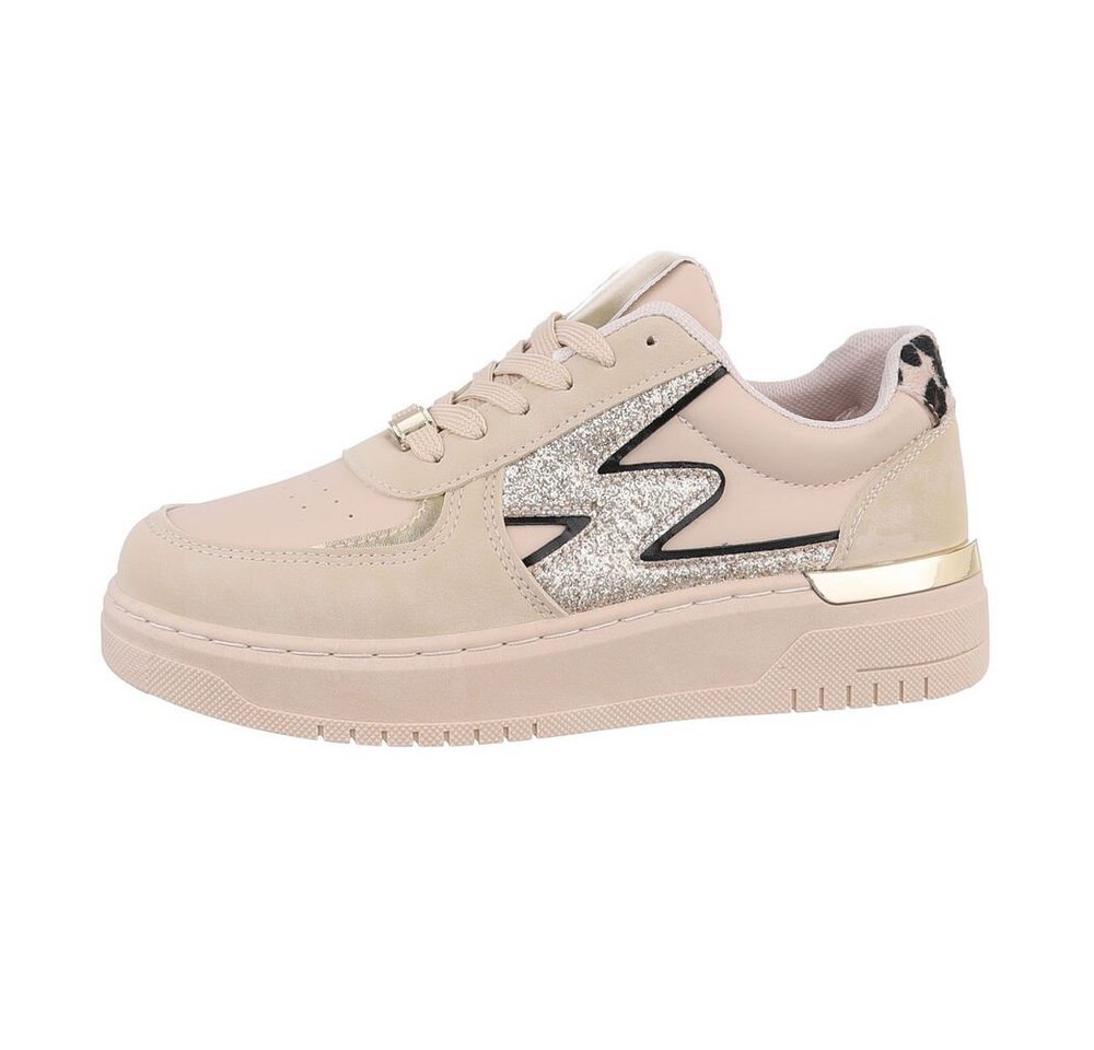 Ital-Design Damen Low-Top Freizeit Sneaker (85878387) Flach Sneakers Low in Beige