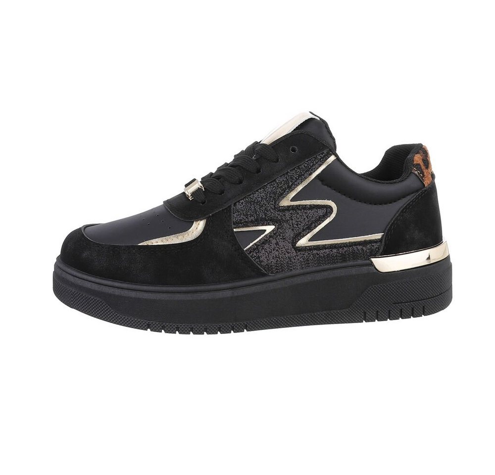 Ital-Design Damen Low-Top Freizeit Sneaker (85878393) Flach Sneakers Low in Schwarz