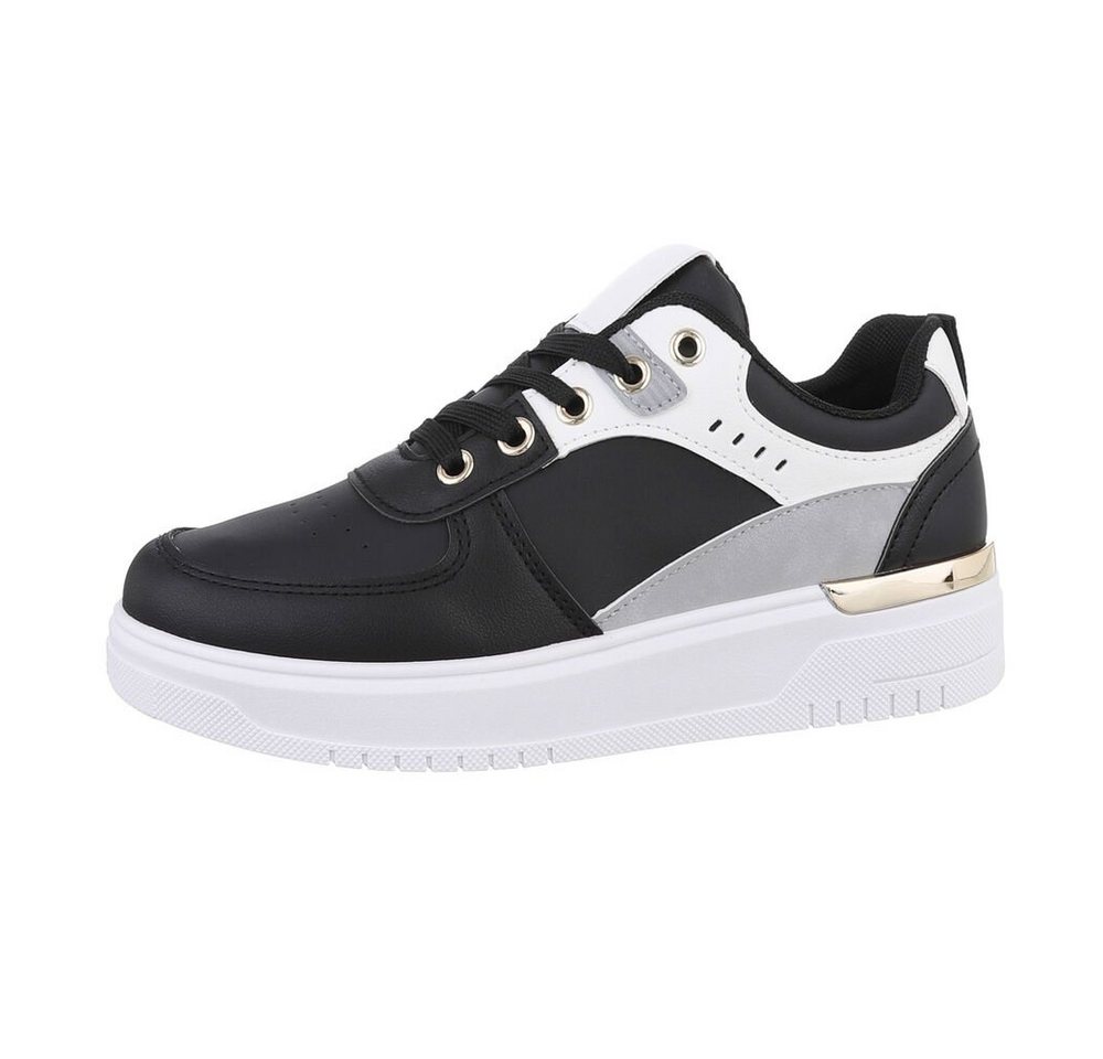 Ital-Design Damen Low-Top Freizeit Sneaker (85878411) Flach Sneakers Low in Schwarz