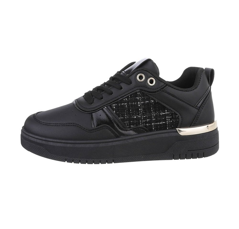 Ital-Design Damen Low-Top Freizeit Sneaker (85878448) Flach Sneakers Low in Schwarz