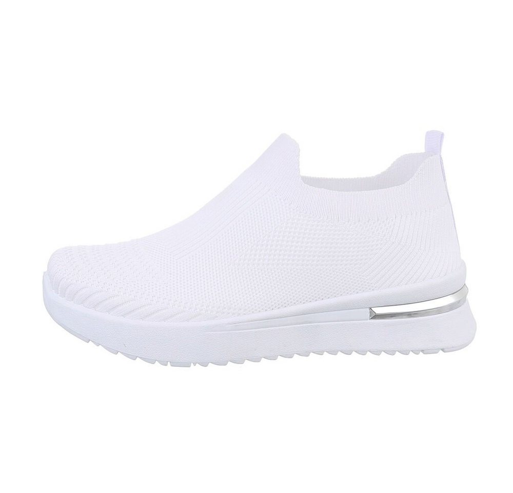 Ital-Design Damen Low-Top Freizeit Sneaker (85878479) Keilabsatz/Wedge Sneakers Low in Weiß