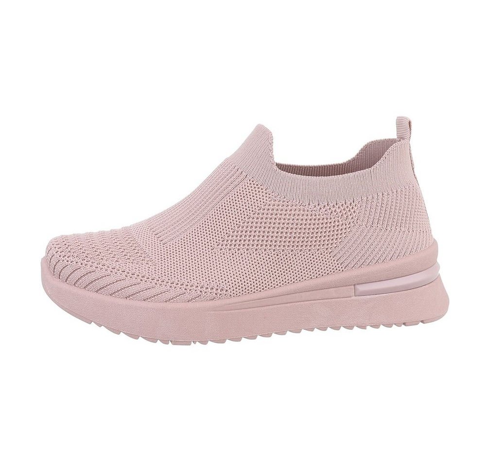 Ital-Design Damen Low-Top Freizeit Sneaker (85878484) Keilabsatz/Wedge Sneakers Low in Altrosa
