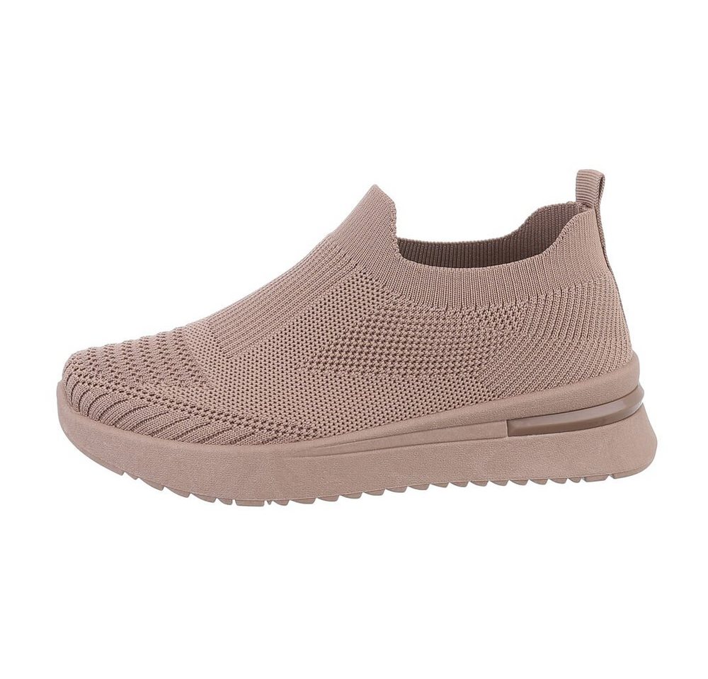 Ital-Design Damen Low-Top Freizeit Sneaker (85878498) Keilabsatz/Wedge Sneakers Low in Hellbraun