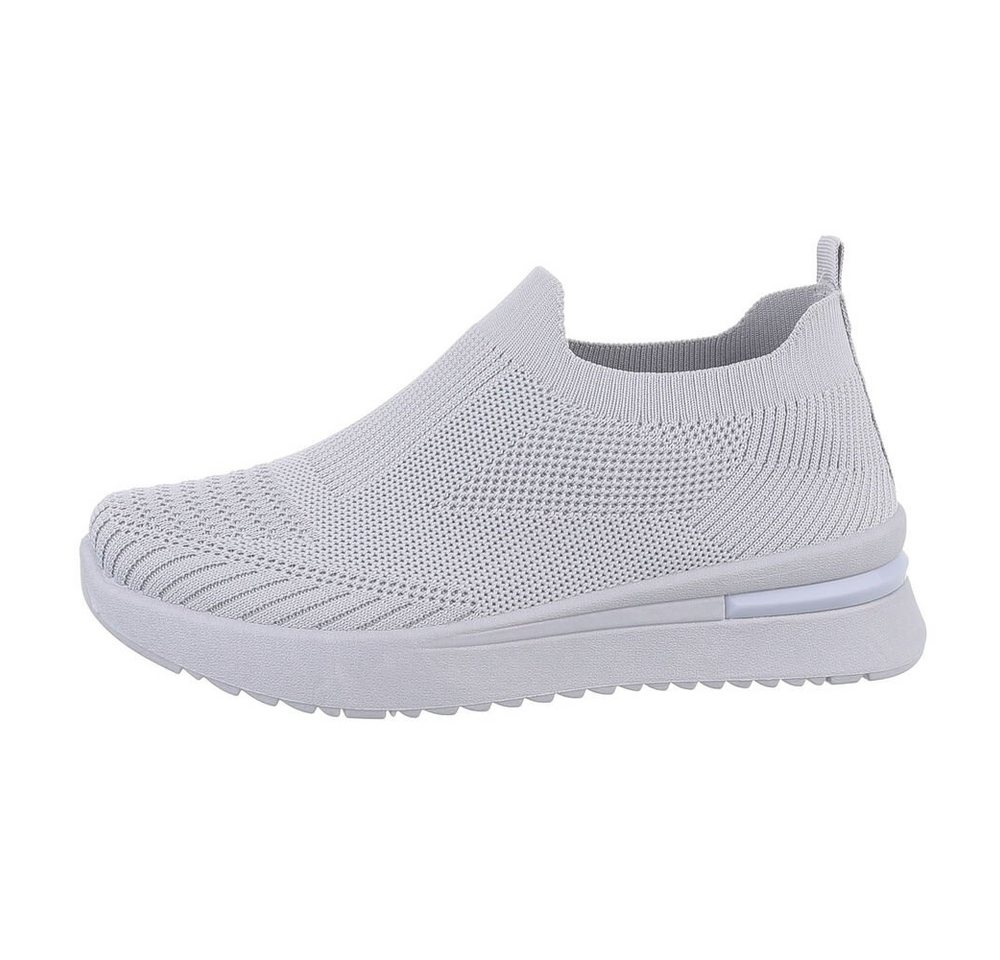 Ital-Design Damen Low-Top Freizeit Sneaker (85878503) Keilabsatz/Wedge Sneakers Low in Grau