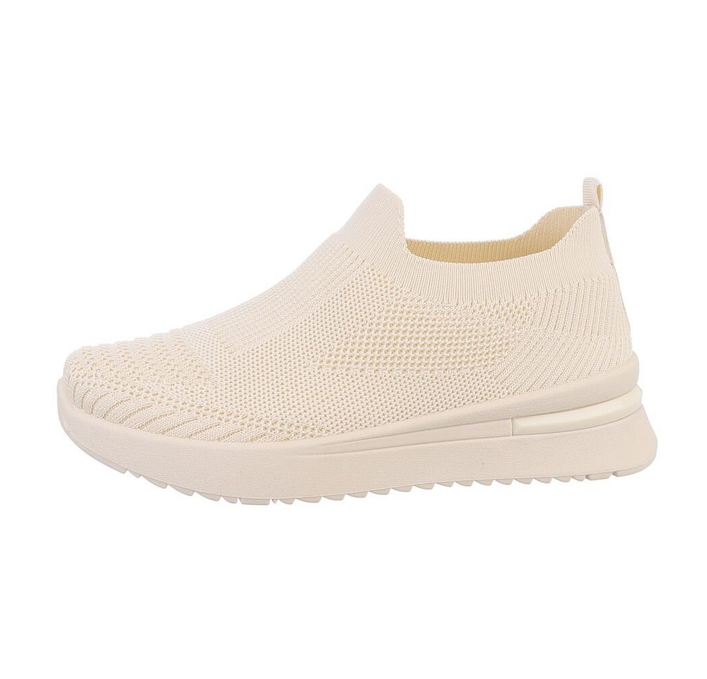 Ital-Design Damen Low-Top Freizeit Sneaker (85878516) Keilabsatz/Wedge Sneakers Low in Beige
