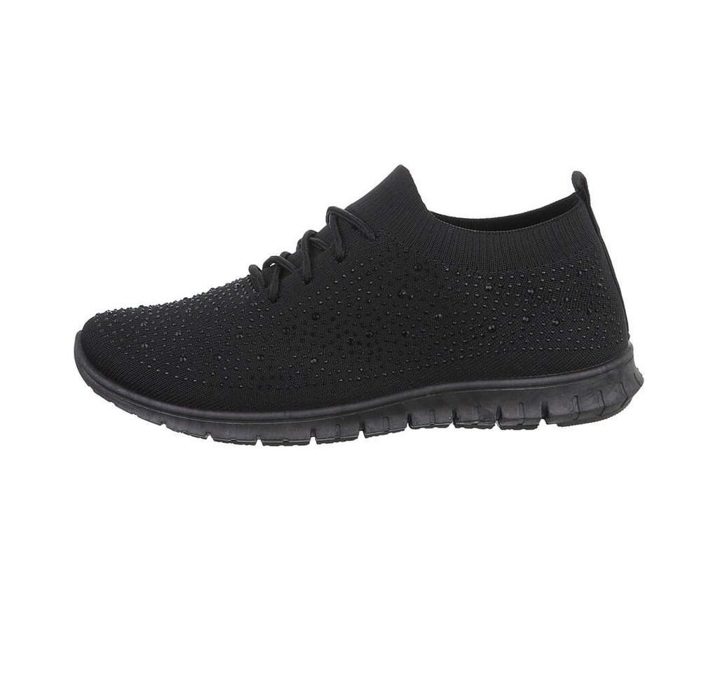 Ital-Design Damen Low-Top Freizeit Sneaker (85960039) Flach Sneakers Low in Schwarz