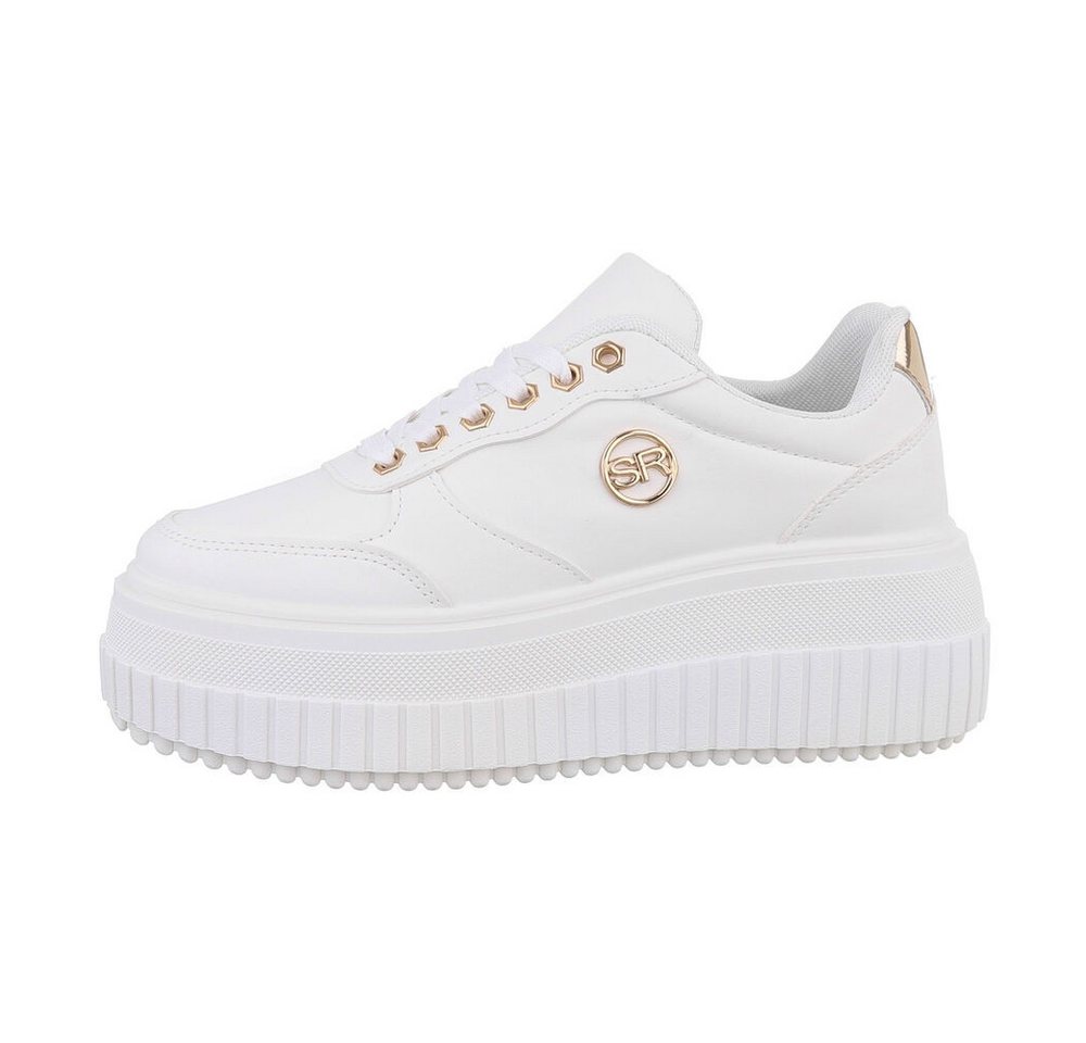 Ital-Design Damen Low-Top Freizeit Sneaker (85960055) Keilabsatz/Wedge Sneakers Low in Weiß
