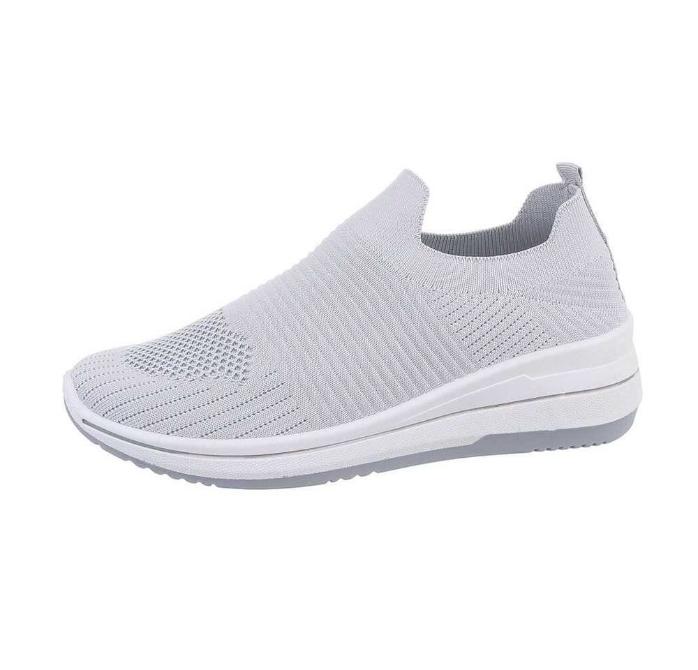 Ital-Design Damen Low-Top Freizeit Sneaker (85960393) Keilabsatz/Wedge Sneakers Low in Grau