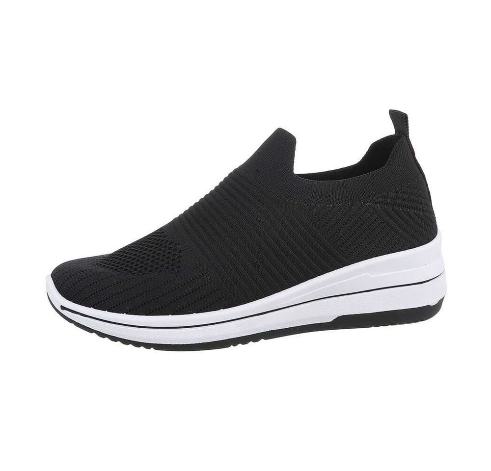 Ital-Design Damen Low-Top Freizeit Sneaker (85960397) Keilabsatz/Wedge Sneakers Low in Schwarz