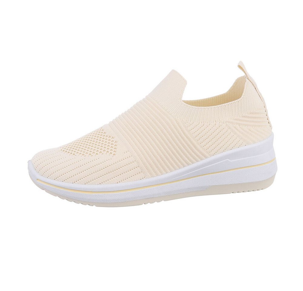 Ital-Design Damen Low-Top Freizeit Sneaker (85960402) Keilabsatz/Wedge Sneakers Low in Beige