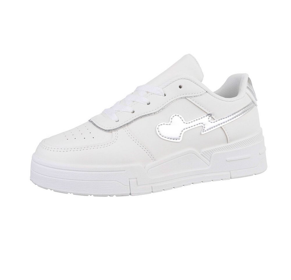 Ital-Design Damen Low-Top Freizeit Sneaker (86188027) Keilabsatz/Wedge Sneakers Low in Weiß