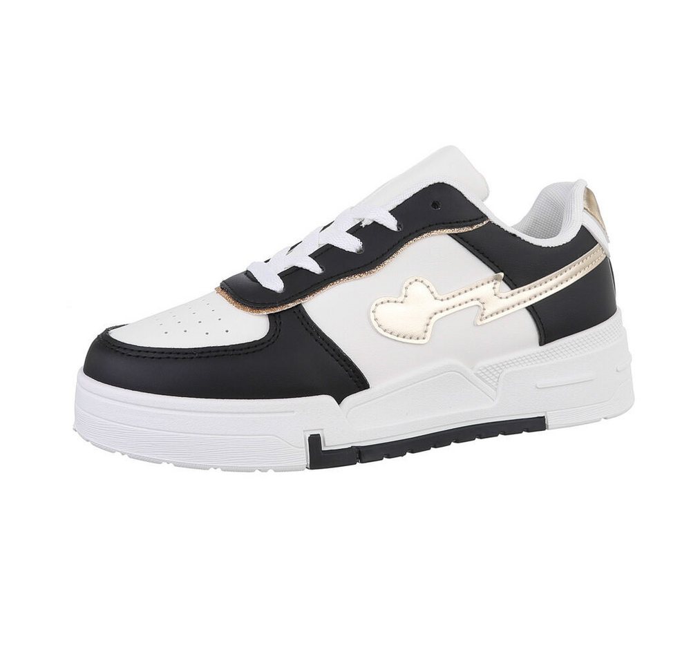 Ital-Design Damen Low-Top Freizeit Sneaker (86188038) Keilabsatz/Wedge Sneakers Low in Schwarz