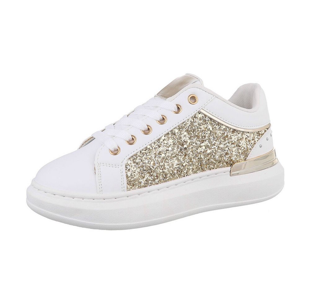 Ital-Design Damen Low-Top Freizeit Sneaker (86188075) Keilabsatz/Wedge Sneakers Low in Gold