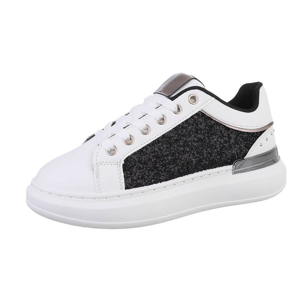 Ital-Design Damen Low-Top Freizeit Sneaker (86188086) Keilabsatz/Wedge Sneakers Low in Schwarz