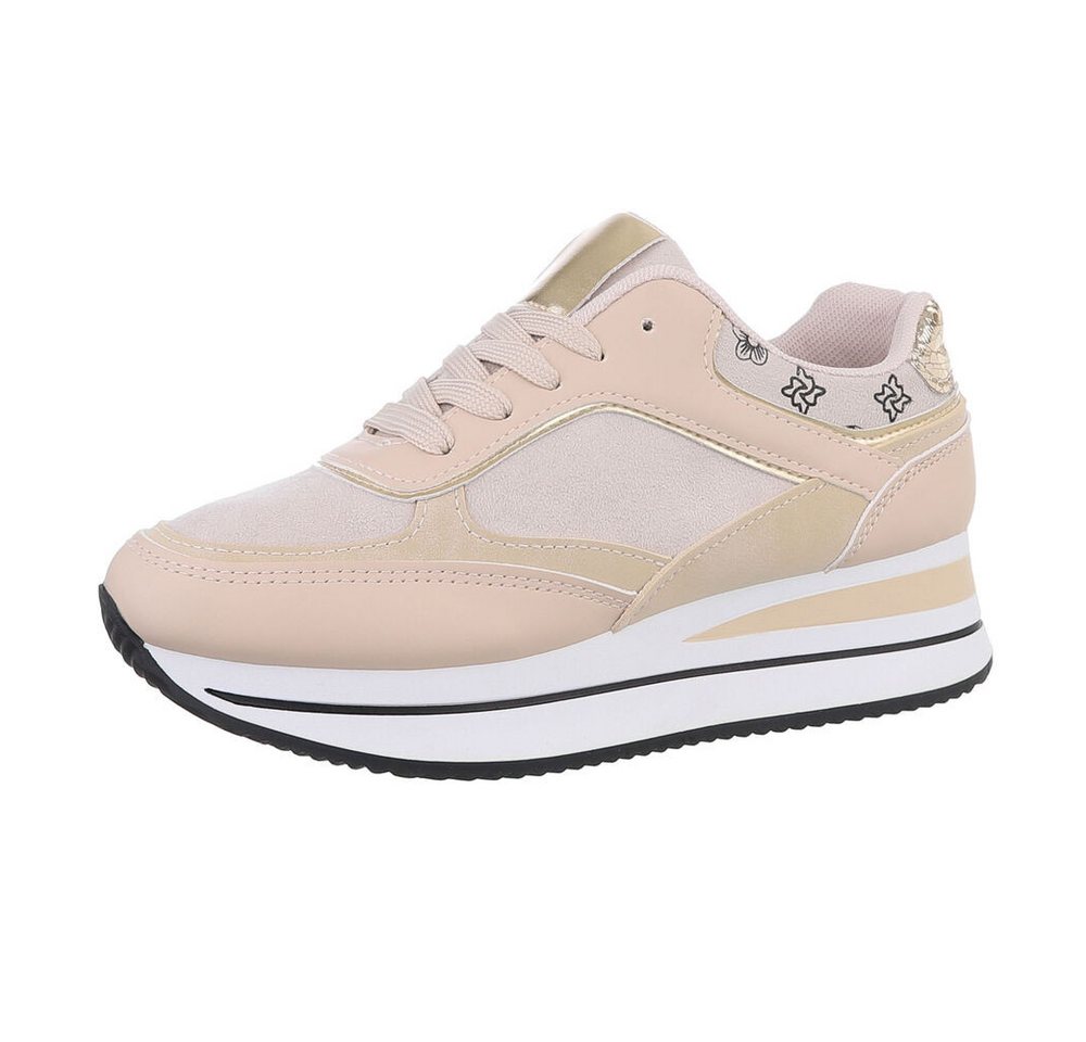 Ital-Design Damen Low-Top Freizeit Sneaker (86188168) Keilabsatz/Wedge Sneakers Low in Beige