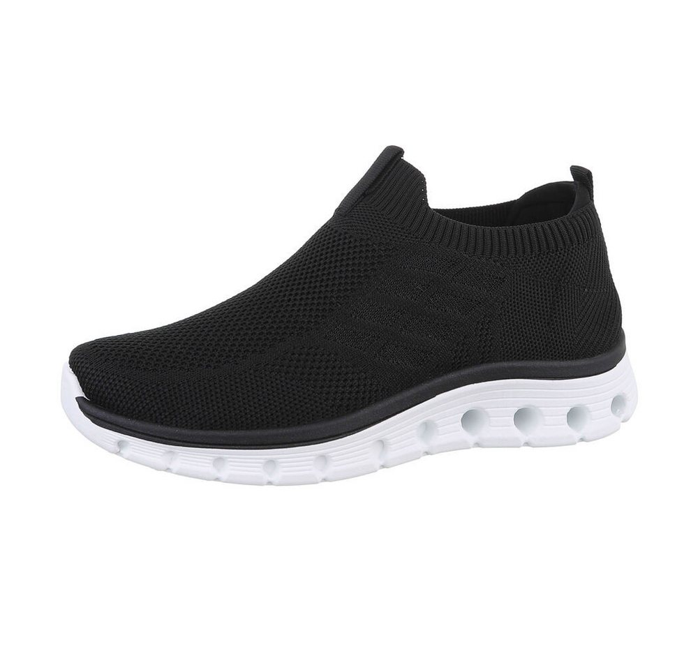 Ital-Design Damen Low-Top Freizeit Sneaker (86188313) Flach Sneakers Low in Schwarz