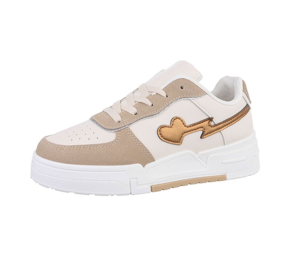 Ital-Design Damen Low-Top Freizeit Sneaker (86344920) Keilabsatz/Wedge Sneakers Low in Weiß